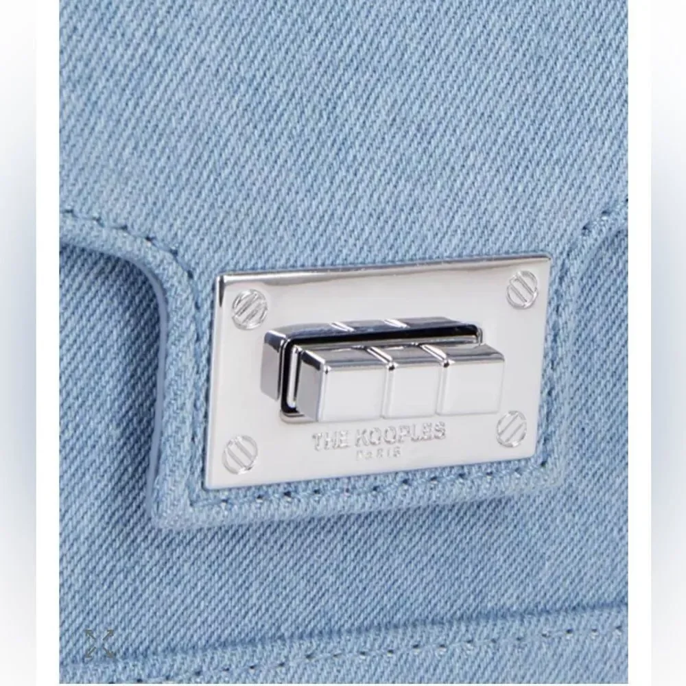 The Kooples Emily blue denim chain bagl NWT